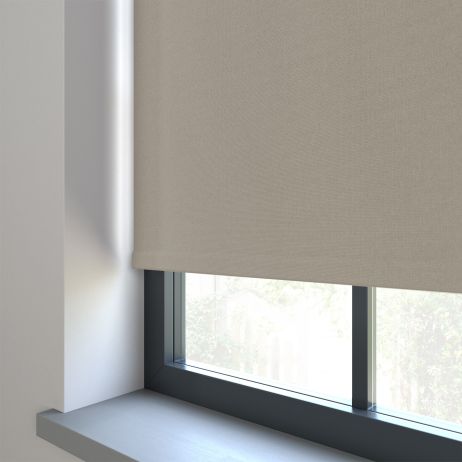 A roller blind in a kitchen room window 