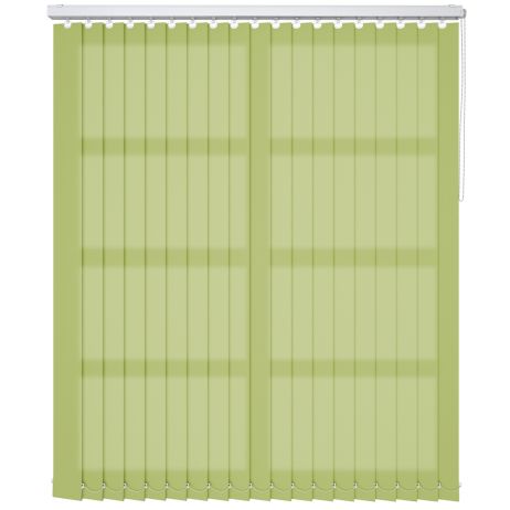 A green vertical blind in a living room