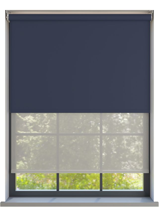Amor Royal Blue with Haze Soft Grey Double Roller Blind