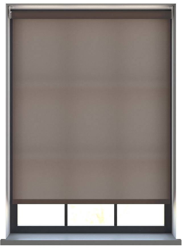 A dimout roller blind in a window