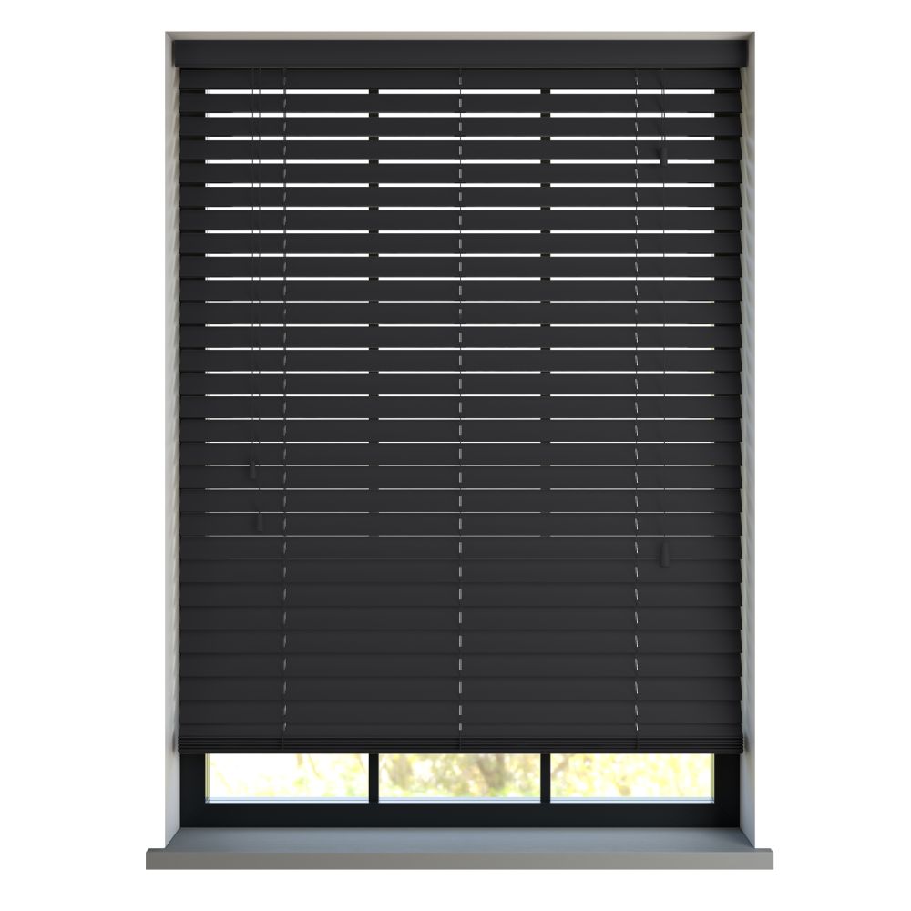 Black top wooden blinds