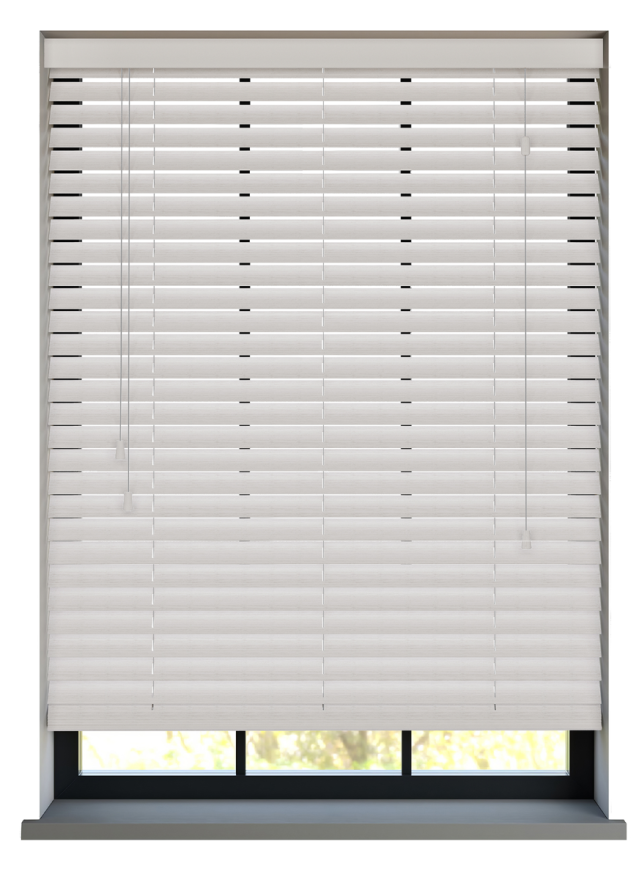 Buy 50mm Embossed Grain PVC Faux Wood Venetian Blinds White Online