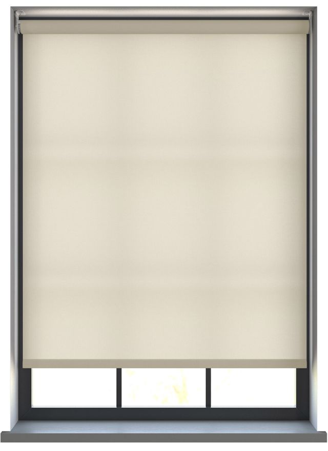 A dimout roller blind in a window