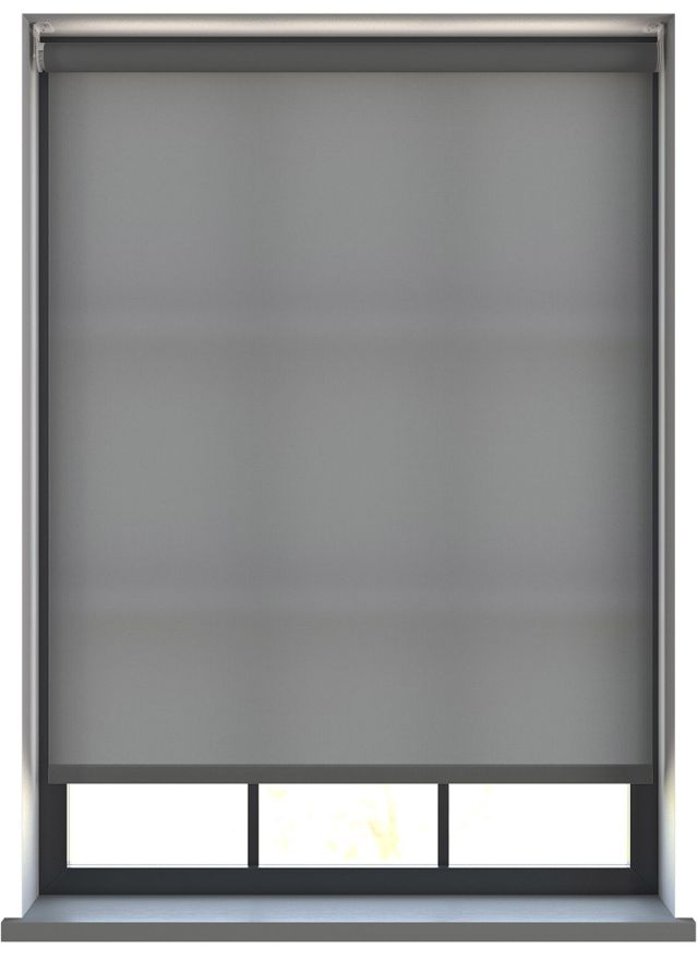 Our Burst Shark Grey  Roller blind in a bedroom window.