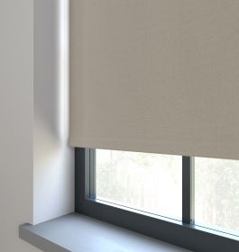 A roller blind in a kitchen room window 