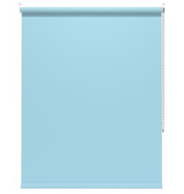 Our Amor Baby Blue Roller blind in a kitchen window.