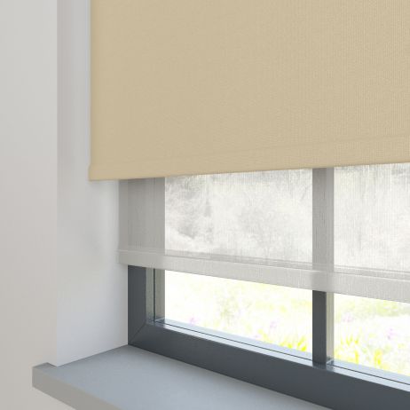 Amor Beige with Haze Soft Grey Double Roller Blind