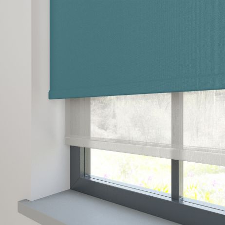 Amor Muted Teal with Haze Soft Grey Double Roller Blind