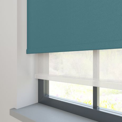 Amor Muted Teal with Haze Pure Double Roller Blind