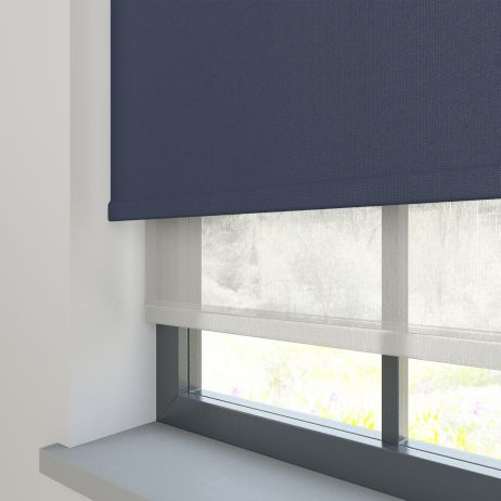 Amor Royal Blue with Haze Soft Grey Double Roller Blind