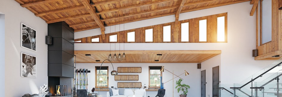 Country-style kitchen with blinds in window