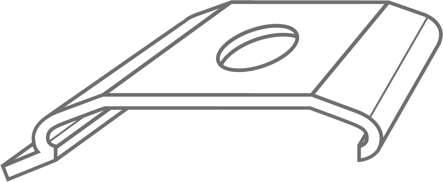 The outline of a vertical blind bracket