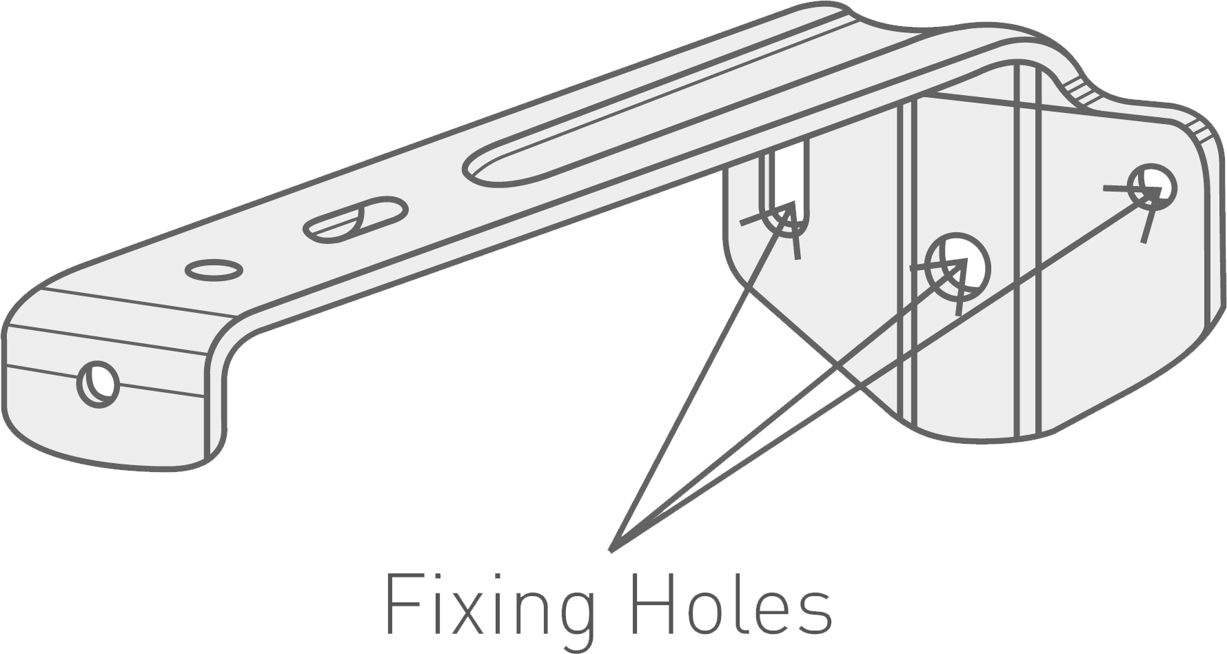 A closeup drawing on a vertical blind bracket