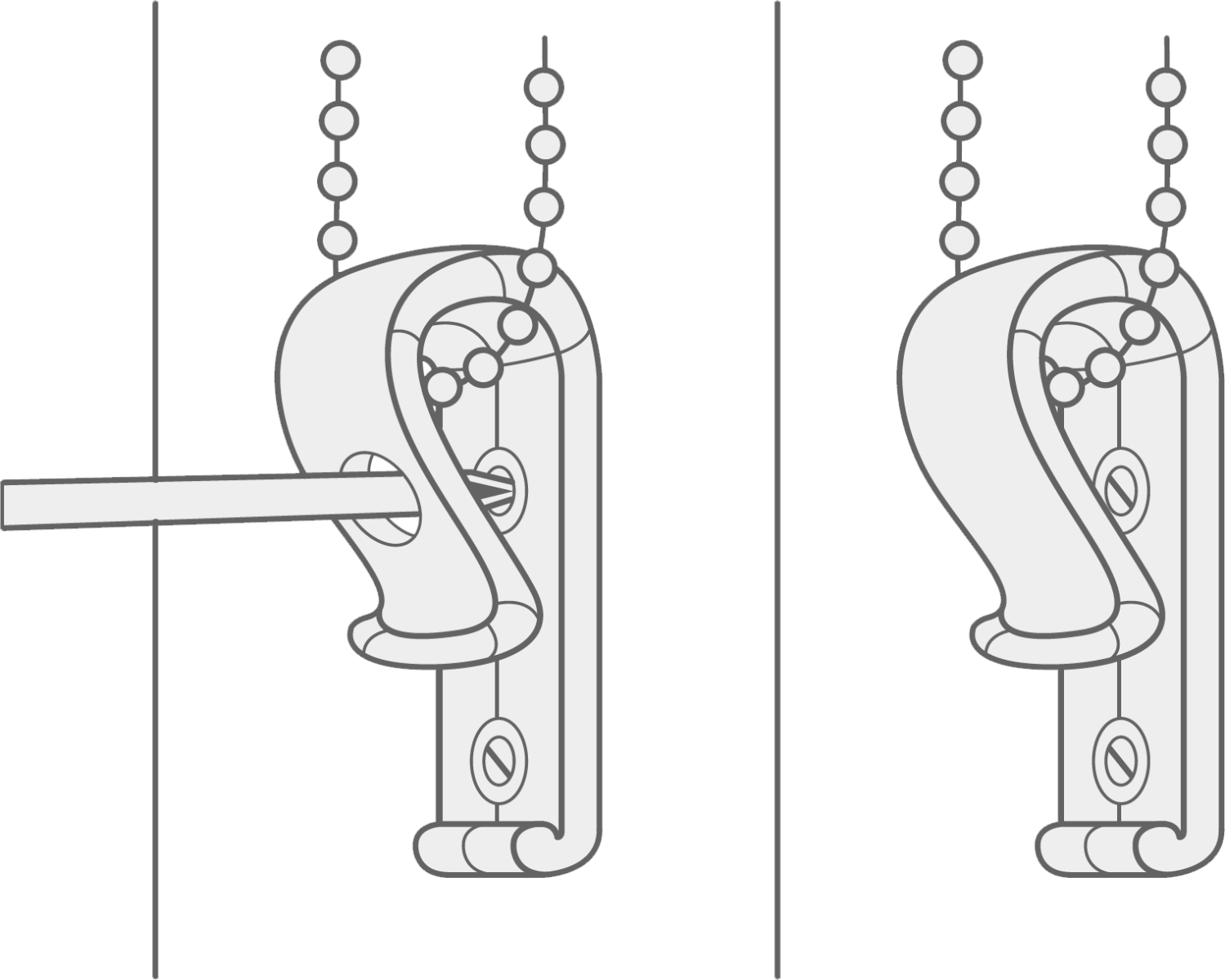 A diagram showing how to install the child safety clip 