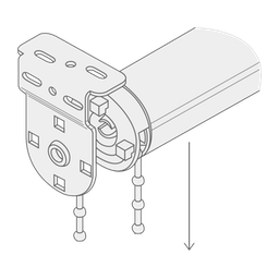 A diagram showing how to clip the chain end of the blind into the bracket