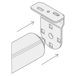 A diagram showing how to clip one side of the blind into the bracket