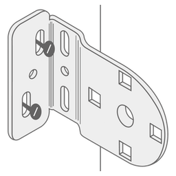 A diagram showing where to screw through the brackets 