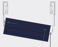 A diagram showing how to clip one side of the blind into the bracket