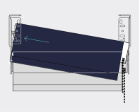 A diagram showing how to clip the chain end of the blind into the bracket
