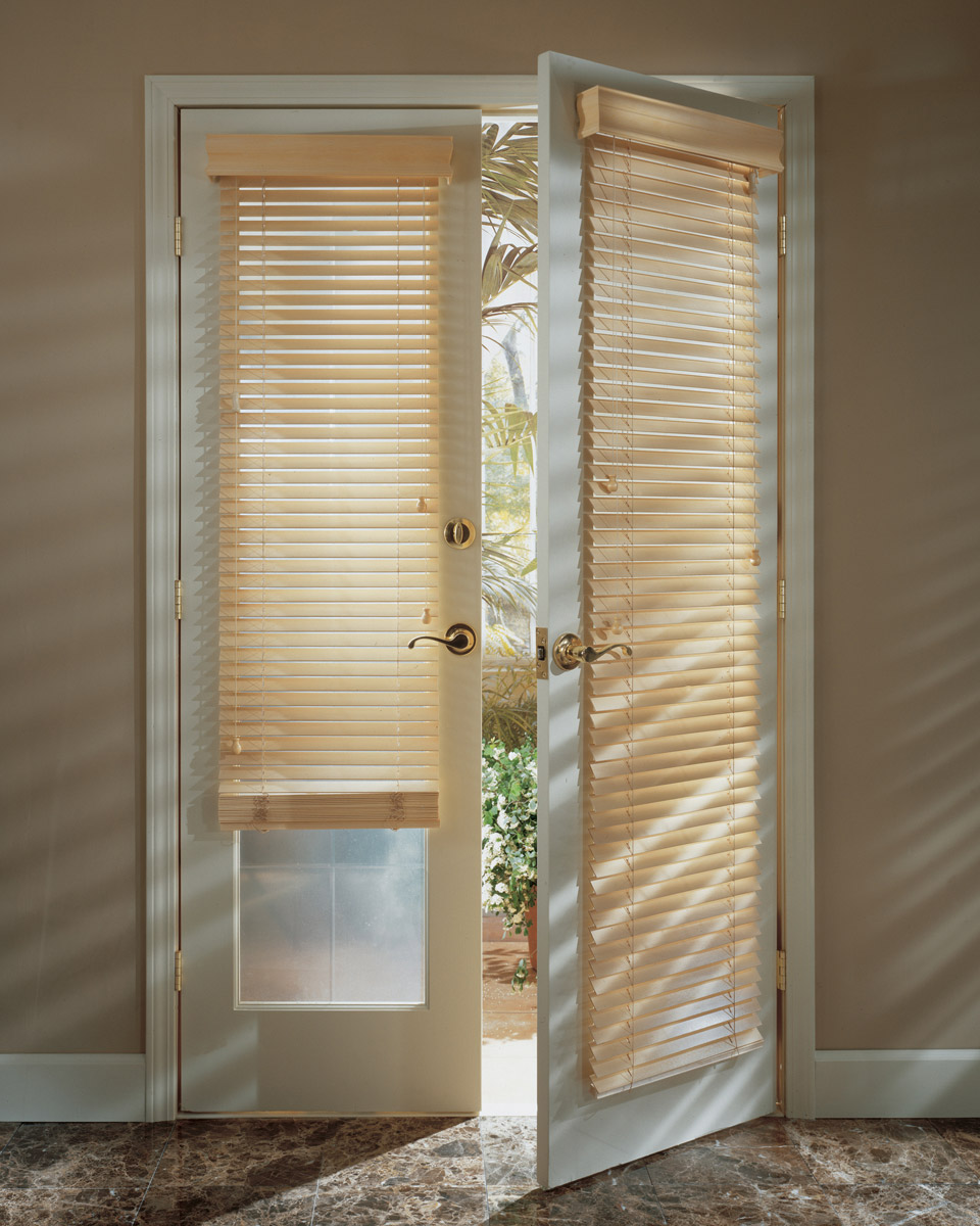 wooden blinds on patio doors